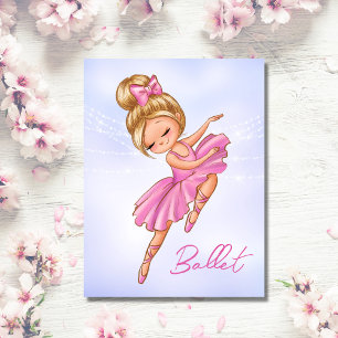 Ballerina Pink, Paarse  ballet Briefkaart
