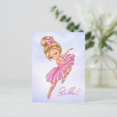 Ballerina Pink, Paarse  ballet Briefkaart (Staand voorkant)