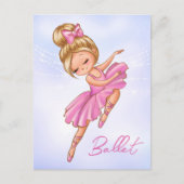 Ballerina Pink, Paarse  ballet Briefkaart (Voorkant)