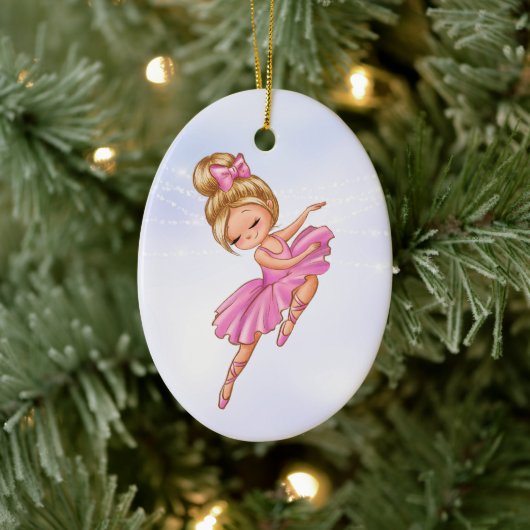 Ballerina Pink, Paarse  kerstmis Keramisch Ornament (Boom)