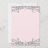 Ballerina Pink Silver Glitter Lace Quinceañera Kaart (Achterkant)