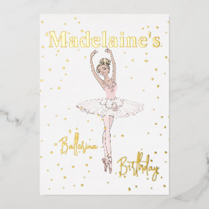 Ballerina Pink TuTu Girls Birthday Party Folie Uitnodiging