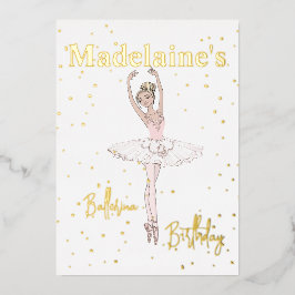 Ballerina Pink TuTu Girls Birthday Party Folie Uitnodiging