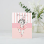 Ballerina Pink Tutu Stripes Flowers Lace Hartelijk Bedankkaart (Staand voorkant)
