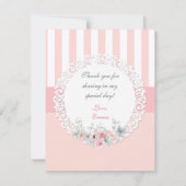 Ballerina Pink Tutu Stripes Flowers Lace Hartelijk Bedankkaart (Achterkant)