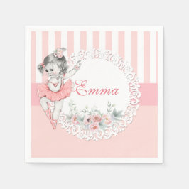 Ballerina Pink Tutu Stripes Flowers Lace Servet