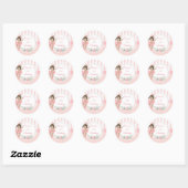 Ballerina Pink Tutu Stripes Flowers Ronde Sticker (Vel)