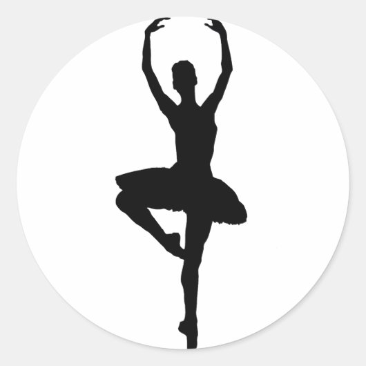 BALLERINA PIROUETTE (balletdansilhouet) ~~ Ronde Sticker (Voorkant)