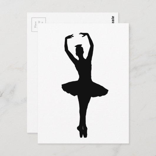 BALLERINA PIROUETTE EN POINTE (Ballet Dancer Silho Briefkaart (Voorkant / Achterkant)