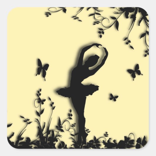 Ballerina Pirouette in Garden Yellow Vierkante Sticker (Voorkant)