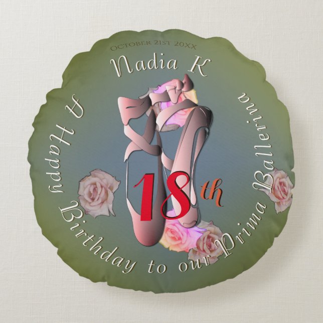 Ballerina Pointe Retro Rond Kussen (Voorkant)