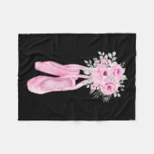 Ballerina Pointe Schoenen Bloemen Ballet Danser Sp Fleece Deken (Voorkant (Horizontaal))