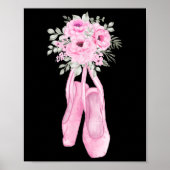 Ballerina Pointe Schoenen Bloemen Ballet Danser Sp Poster (Voorkant)