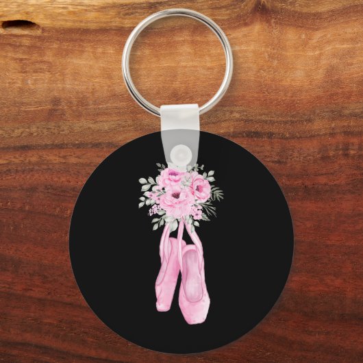 Ballerina Pointe Schoenen Bloemen Ballet Danser Sp Sleutelhanger (Voorkant)