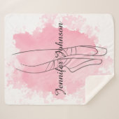 Ballerina Pointe Schoenen Roze Waterverf Sherpa Deken (Voorkant (horizontaal))