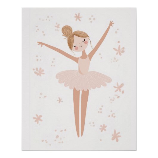 Ballerina Poster voor meisjes Speelkamer of kinder (Voorkant)