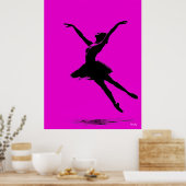 Ballerina Poster – Zwart Silhouet op Roze (Keuken)