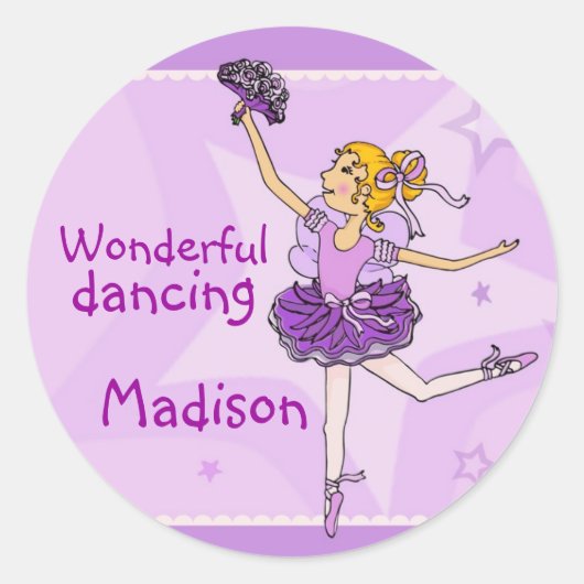 Ballerina Prachtige dansende sticker blond/paarse (Voorkant)