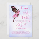 Ballerina Pretty Pink, Paarse Ballet Dansfeestje Kaart (Voorkant)