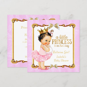 Ballerina Princess Baby shower Pink Gold Brunette Kaart