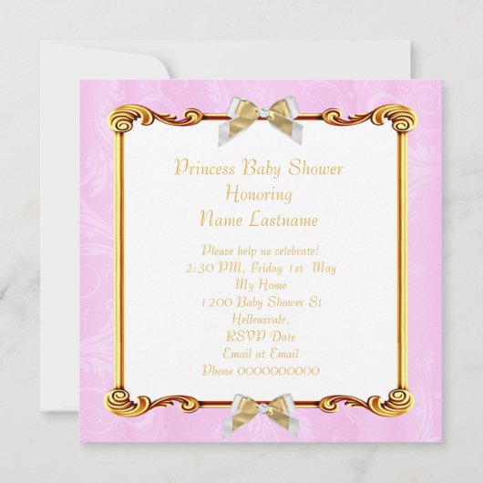 Ballerina Princess Baby shower Pink Gold Ethnic Kaart (Achterkant)