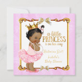 Ballerina Princess Baby shower Pink Gold Ethnic Kaart (Voorkant)