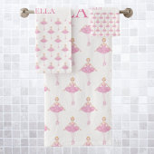Ballerina princess dancer roze white girl monogram bad handdoek