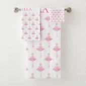 Ballerina princess dancer roze white girl monogram bad handdoek (Insitu)