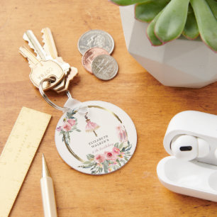 ballerina princess floral blush sleutelhanger