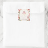 ballerina princess floral blush verjaardagsfeest vierkante sticker (Tas)