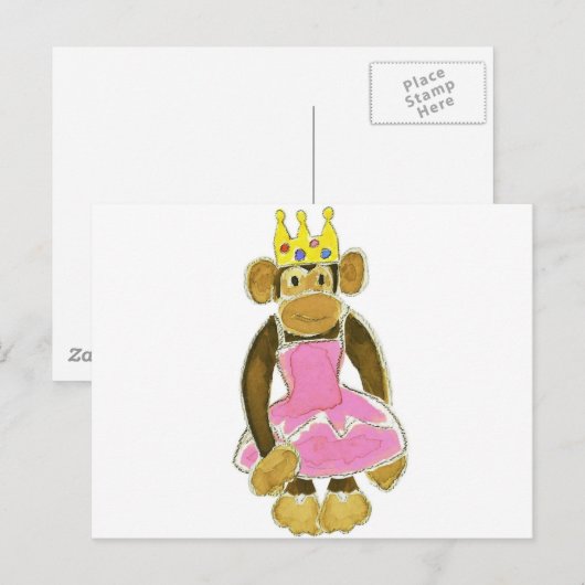 Ballerina Princess Monkey Briefkaart (Voorkant / Achterkant)