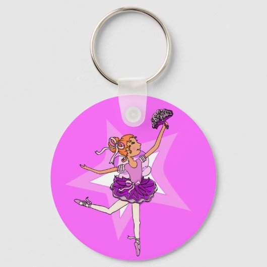 Ballerina princess paarse roze sleutelhanger (Voorkant)