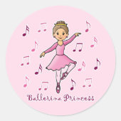 Ballerina Princess Ronde Sticker (Voorkant)
