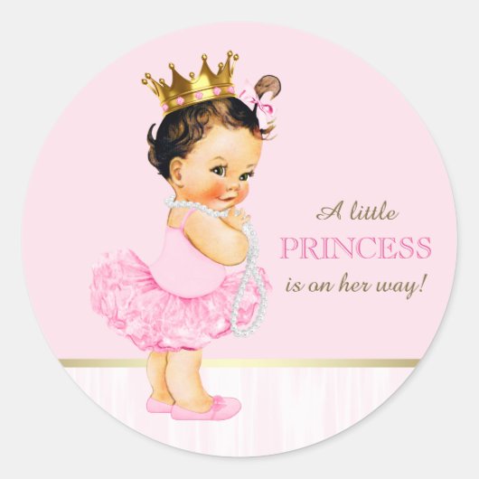 Ballerina Princess Tutu-Baby shower Ronde Sticker (Voorkant)