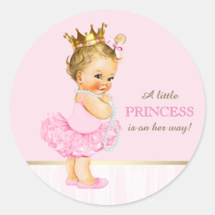 Ballerina Prinses Tutu Parels Baby Shower Ronde Sticker