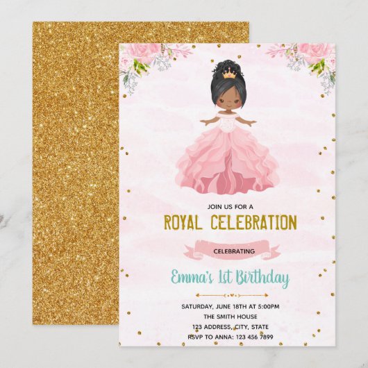 Ballerina prinses verjaardag uitnodiging (Voorkant / Achterkant)