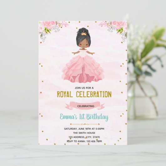 Ballerina prinses verjaardag uitnodiging (Staand voorkant)