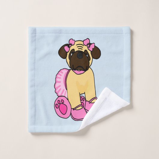 Ballerina Pug Dog Bad Handdoek (Wasdoekje)