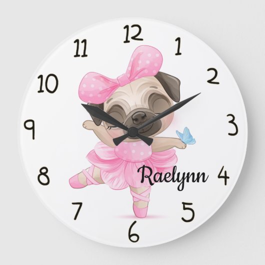 Ballerina Pug Grote Klok (Voorkant)