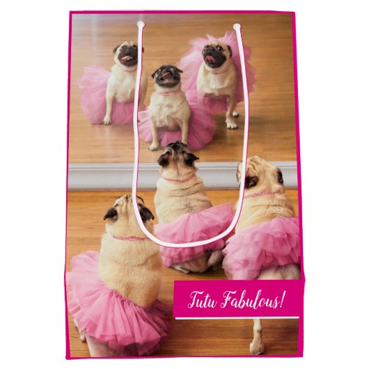 Ballerina Pugs in Tutus Medium Cadeauzakje (Achterkant)