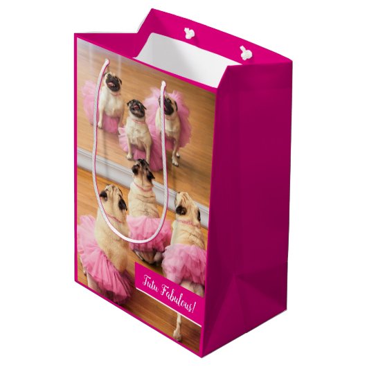 Ballerina Pugs in Tutus Medium Cadeauzakje (Achterkant Gekanteld)