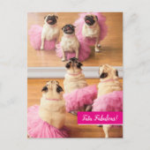 Ballerina Pugs in Tutus Uitnodiging Briefkaart (Voorkant)