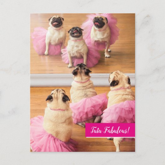 Ballerina Pugs in Tutus Uitnodiging Briefkaart (Voorkant)