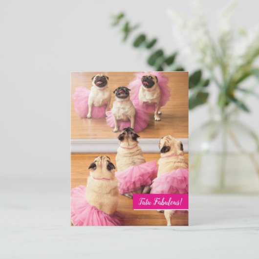 Ballerina Pugs in Tutus Uitnodiging Briefkaart (Staand voorkant)