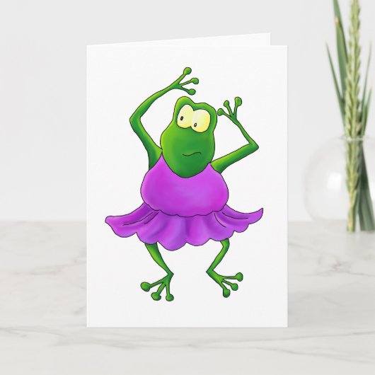 Ballerina Purple Tutu Dancing Frog Kaart (Voorkant)