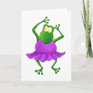 Ballerina Purple Tutu Dancing Frog Kaart