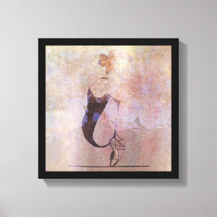 Ballerina Red Hair Woman Pink Rose Gold Canvas Afdruk
