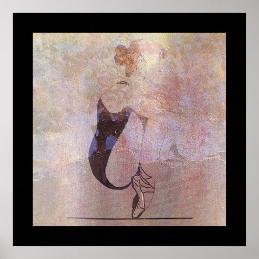 Ballerina Red Hair Woman Pink Rose Gold Poster (Voorkant)
