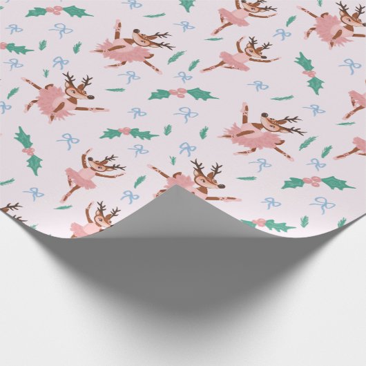 Ballerina rendieren en kerstbogen cadeaupapier (Hoek)
