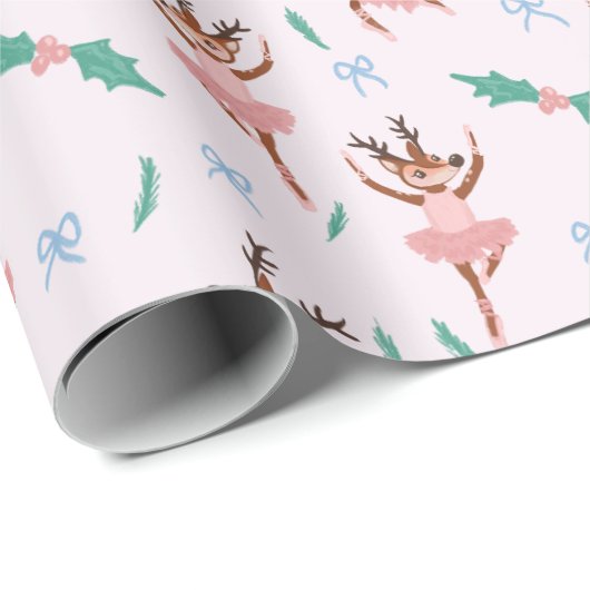 Ballerina rendieren en kerstbogen cadeaupapier (Rol Hoek)
